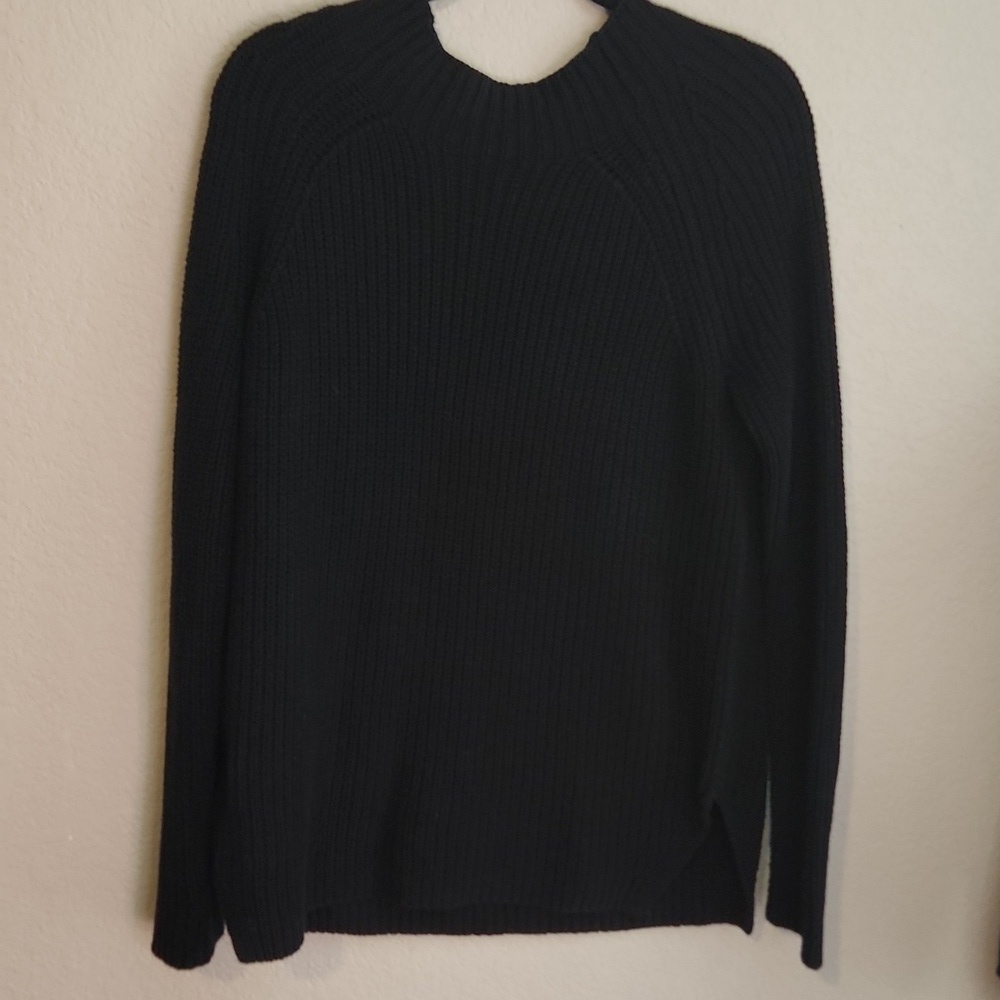 Loft Sweater Womens Size 14  Black Knit Ribbed Tunic